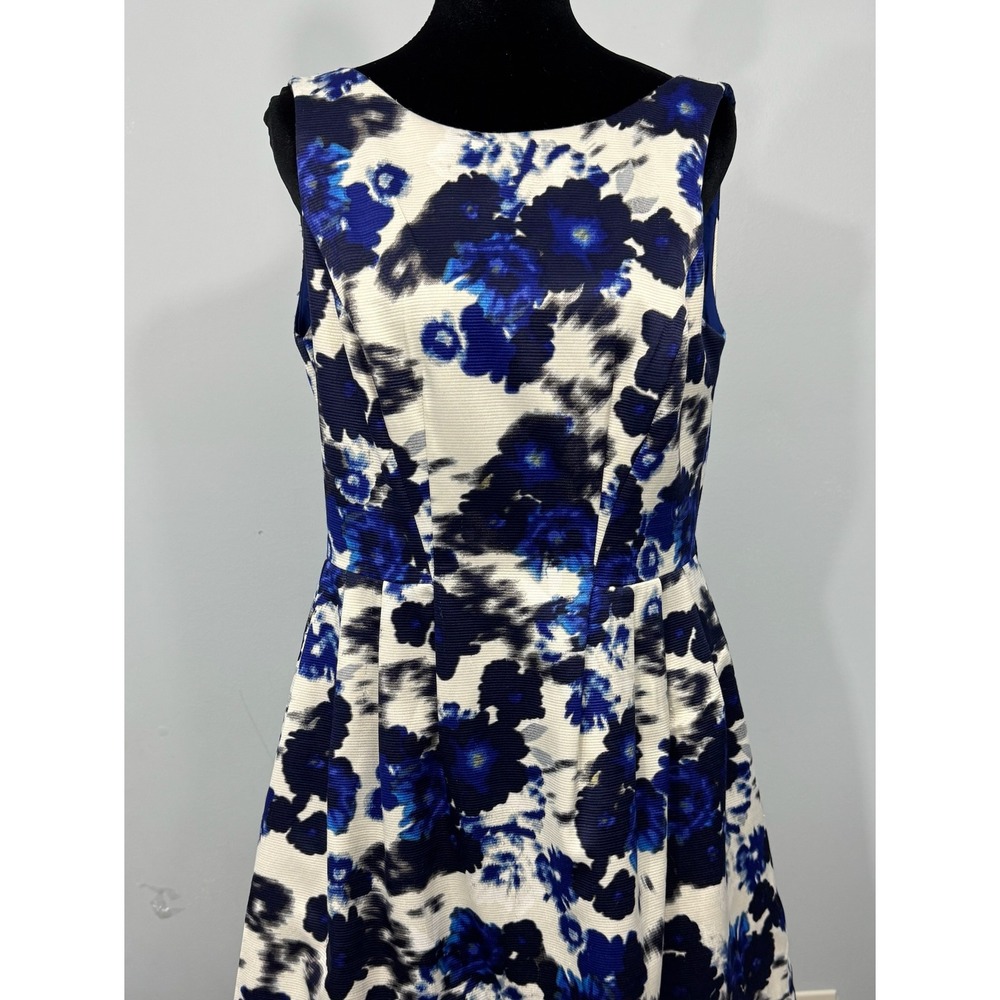 Vince Camuto Floral Fit and Flare Dress‎ Womens Size 8 Blue White Sleeveless